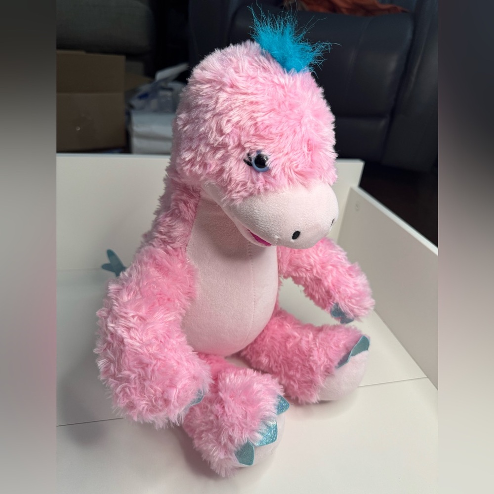 14"Build a Bear Workshop BAB Plush Pink Dinosaur Stegosaurus Blue Plates Spikes